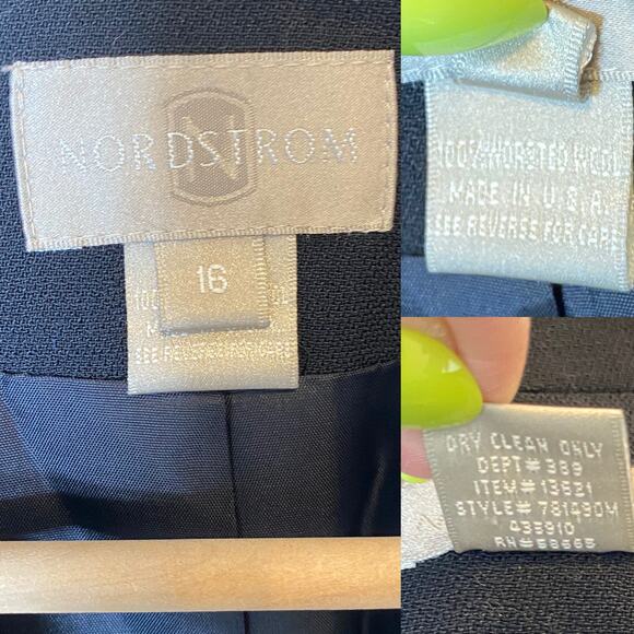 Nordstrom Wool Long Black Single Breasted Coat Women’s size 16 - Picture 5 of 5